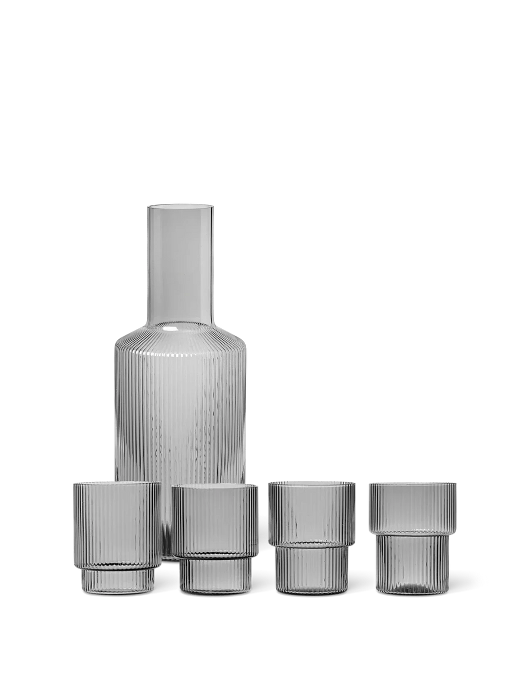 Ripple Glasses - Set of 4 & Carafe Gift Set - Smoked Grey