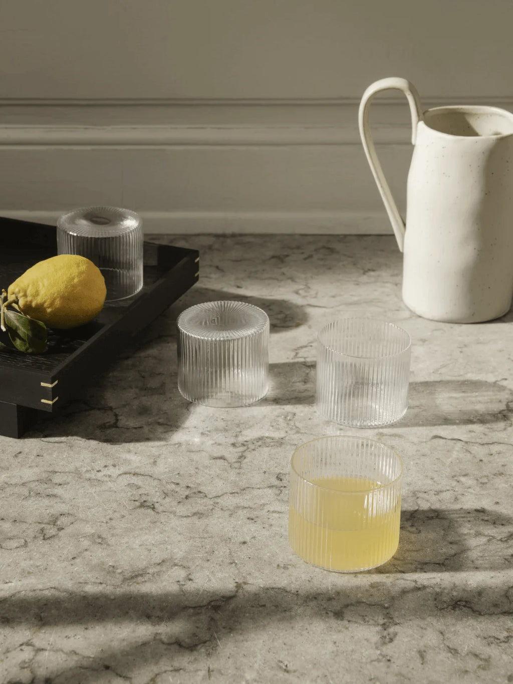 Ripple Low Glasses - Set of 4 & Carafe Gift Set - Clear