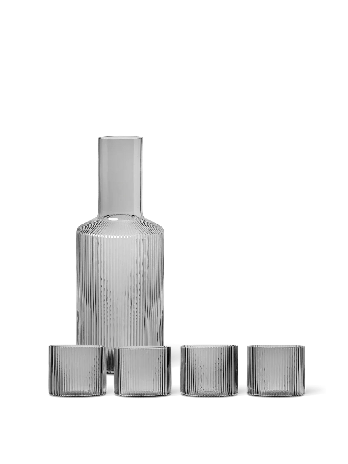 Ripple Low Glasses - Set of 4 & Carafe Gift Set - Smoked Grey